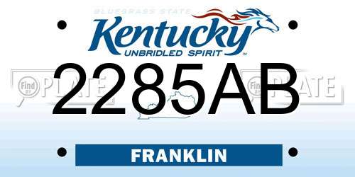 2285AB Kentucky License Plate