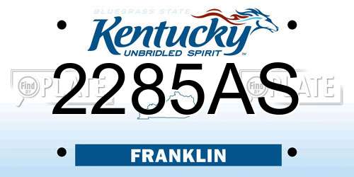 2285AS Kentucky License Plate
