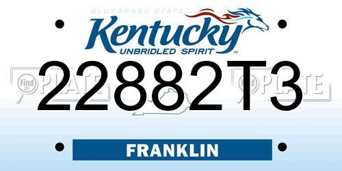 22882T3 Kentucky License Plate