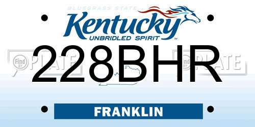 228BHR Kentucky License Plate