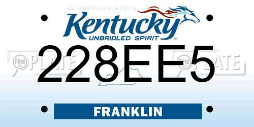 228EE5 Kentucky License Plate