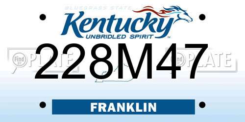 228M47 Kentucky License Plate