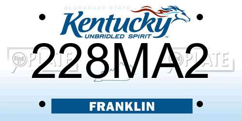 228MA2 Kentucky License Plate