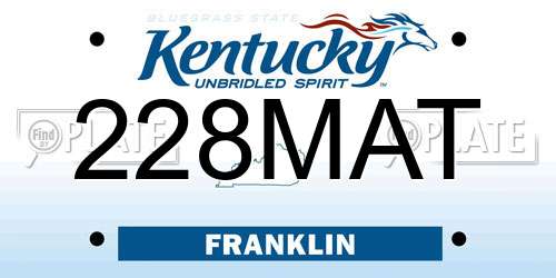 228MAT Kentucky License Plate