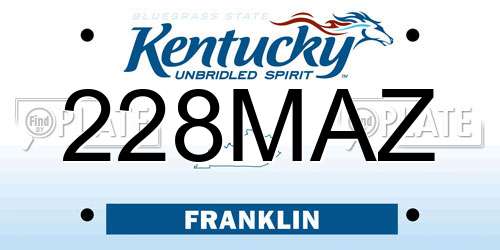 228MAZ Kentucky License Plate