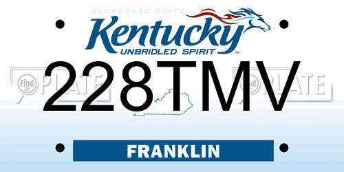 228TMV Kentucky License Plate