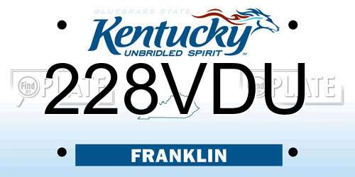 228VDU Kentucky License Plate