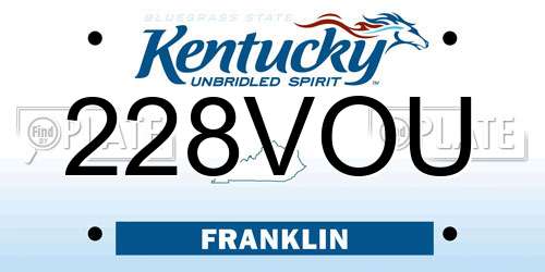 228VOU Kentucky License Plate
