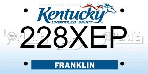 228XEP Kentucky License Plate