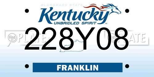 228Y08 Kentucky License Plate