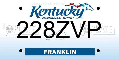 228ZVP Kentucky License Plate