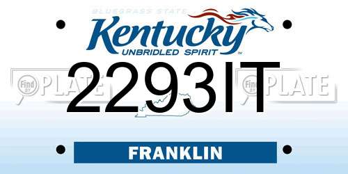 2293IT Kentucky License Plate