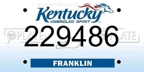 229486 Kentucky License Plate