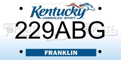 229ABG Kentucky License Plate