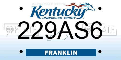 229AS6 Kentucky License Plate