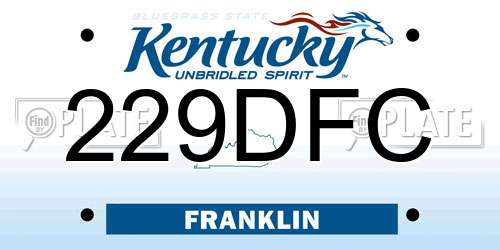229DFC Kentucky License Plate