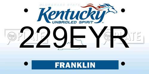 229EYR Kentucky License Plate