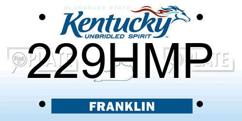 229HMP Kentucky License Plate