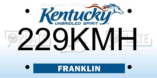 229KMH Kentucky License Plate