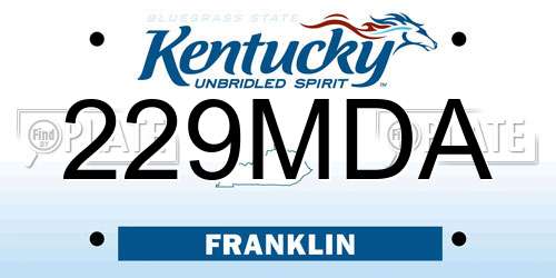 229MDA Kentucky License Plate