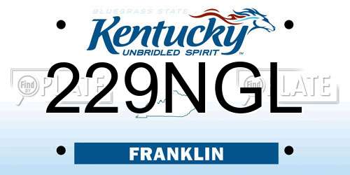 229NGL Kentucky License Plate