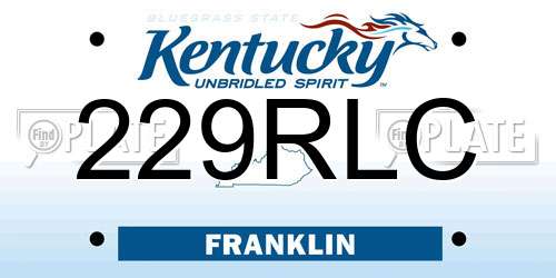 229RLC Kentucky License Plate