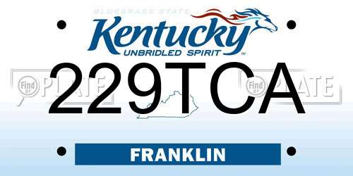 229TCA Kentucky License Plate