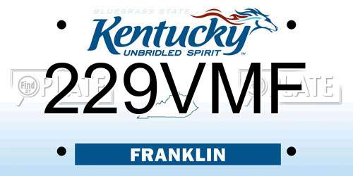 229VMF Kentucky License Plate