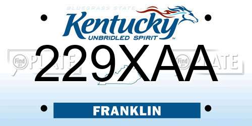 229XAA Kentucky License Plate