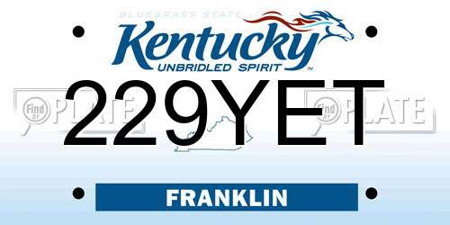 229YET Kentucky License Plate