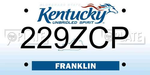 229ZCP Kentucky License Plate