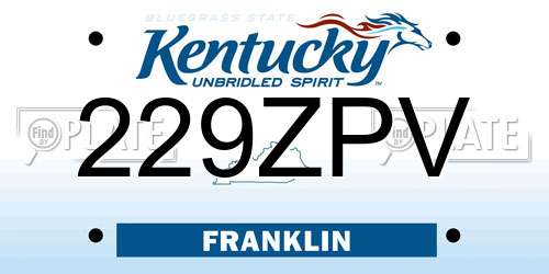 229ZPV Kentucky License Plate