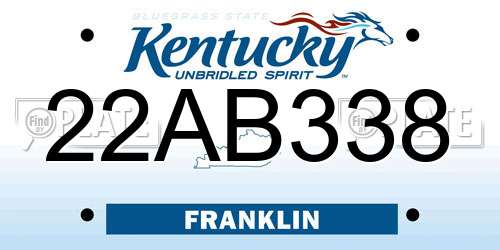 22AB338 Kentucky License Plate