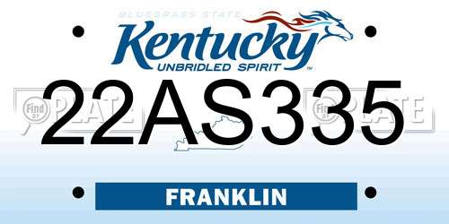 22AS335 Kentucky License Plate