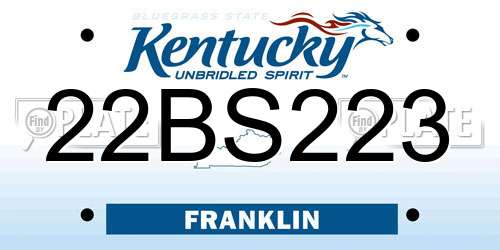 22BS223 Kentucky License Plate