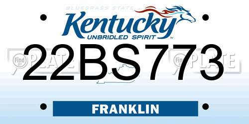 22BS773 Kentucky License Plate
