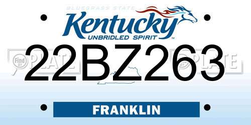 22BZ263 Kentucky License Plate