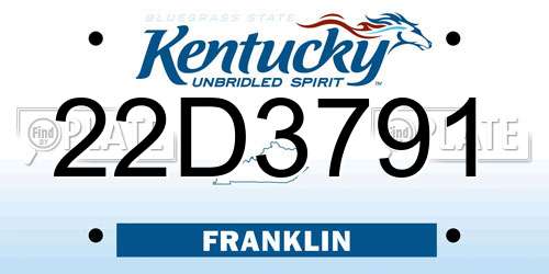 22D3791 Kentucky License Plate