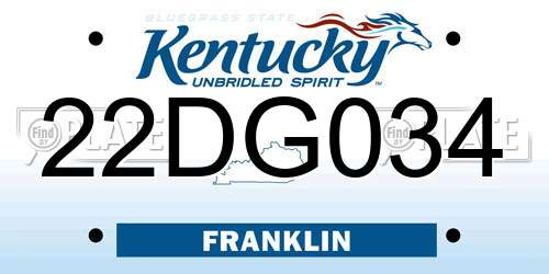 22DG034 Kentucky License Plate