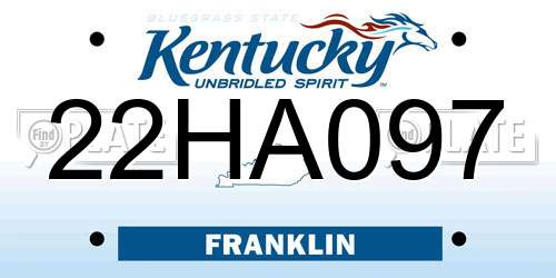 22HA097 Kentucky License Plate
