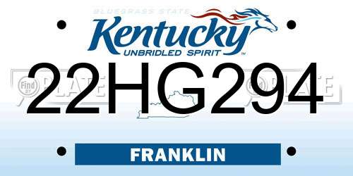 22HG294 Kentucky License Plate