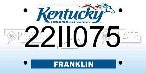 22II075 Kentucky License Plate