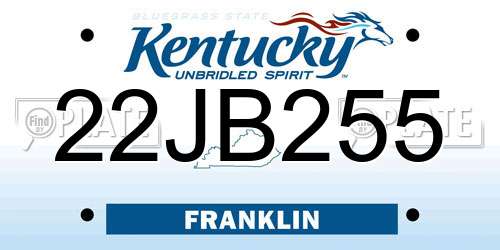 22JB255 Kentucky License Plate