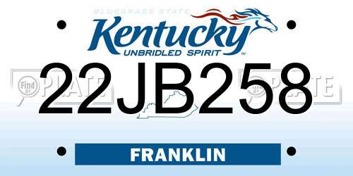 22JB258 Kentucky License Plate
