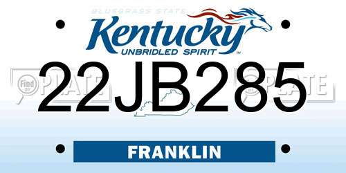 22JB285 Kentucky License Plate