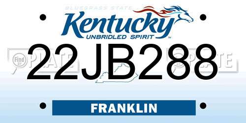 22JB288 Kentucky License Plate