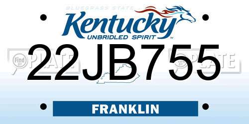 22JB755 Kentucky License Plate