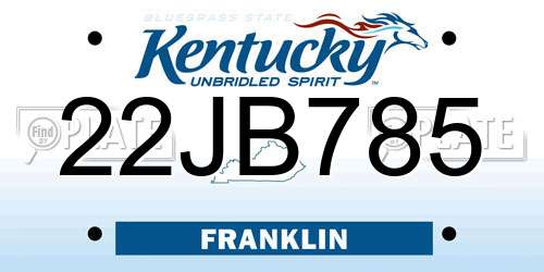 22JB785 Kentucky License Plate