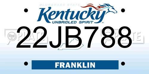 22JB788 Kentucky License Plate