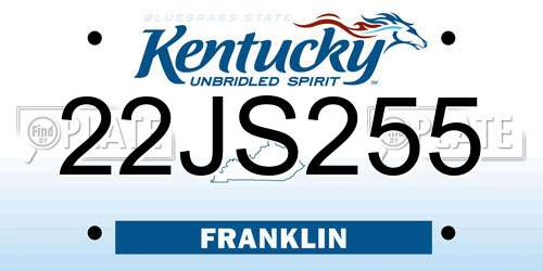 22JS255 Kentucky License Plate